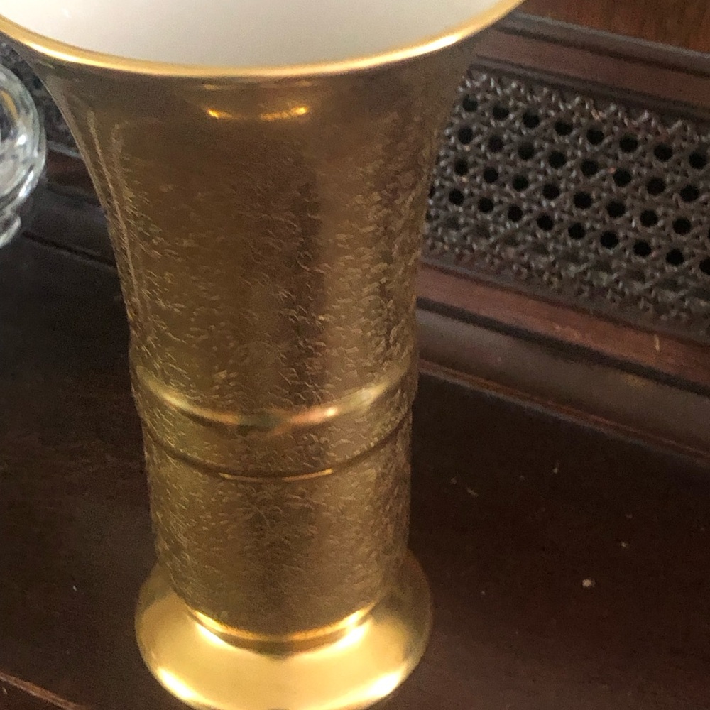 Vintage Pickard No. 853 Gold Embossed Roses and Daisy Tall Vase